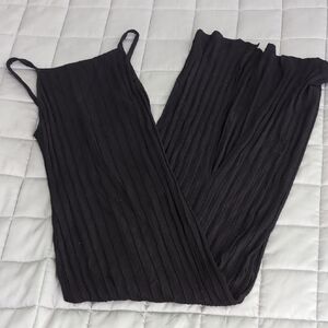 Reformation Black Ribbed Fitted Maxi Dress